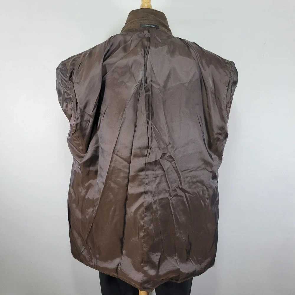 Chaps Men's Sport‎ Coat Blazer Three Button Brown Suede Polyester Size 46L